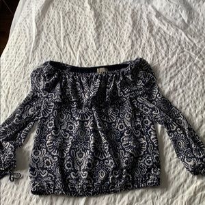 Navy & white off the shoulder top
